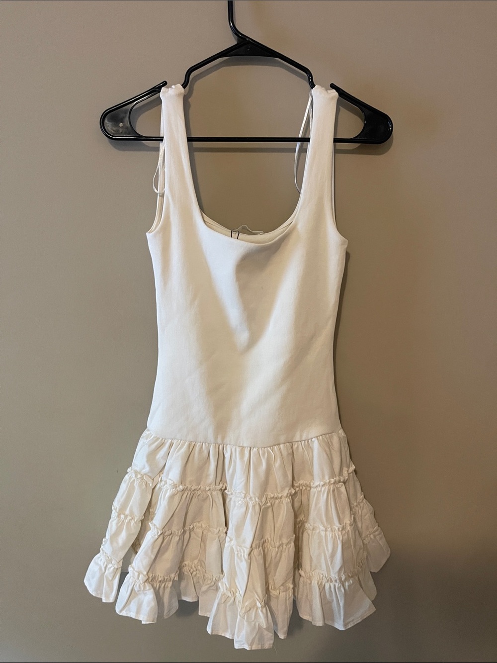 Zara creamRuffle Tank Dress